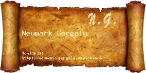 Neumark Gergely névjegykártya